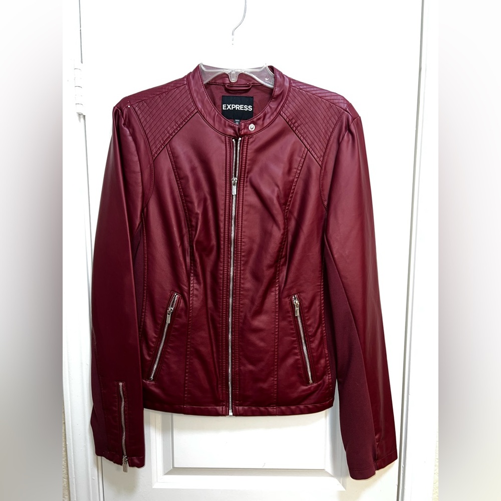 Express Maroon Faux Leather Jacket